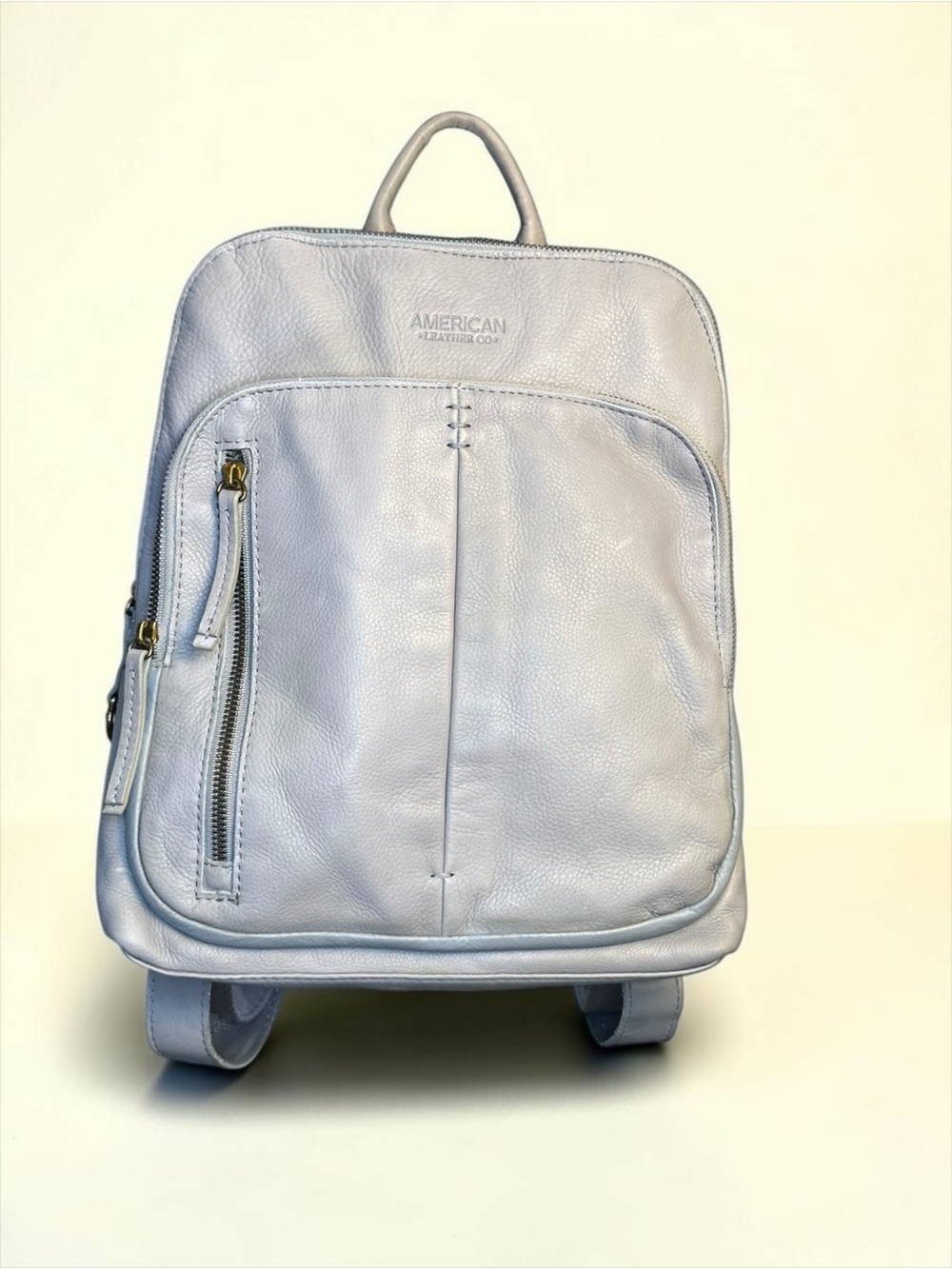 American Leather Co Cleveland Leather Backpack Purse Cool Grey Smooth Restored